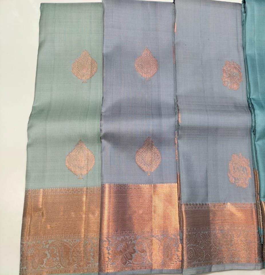 Copper Zari Border Kanchipuram Silk Sarees Collection - Image 4