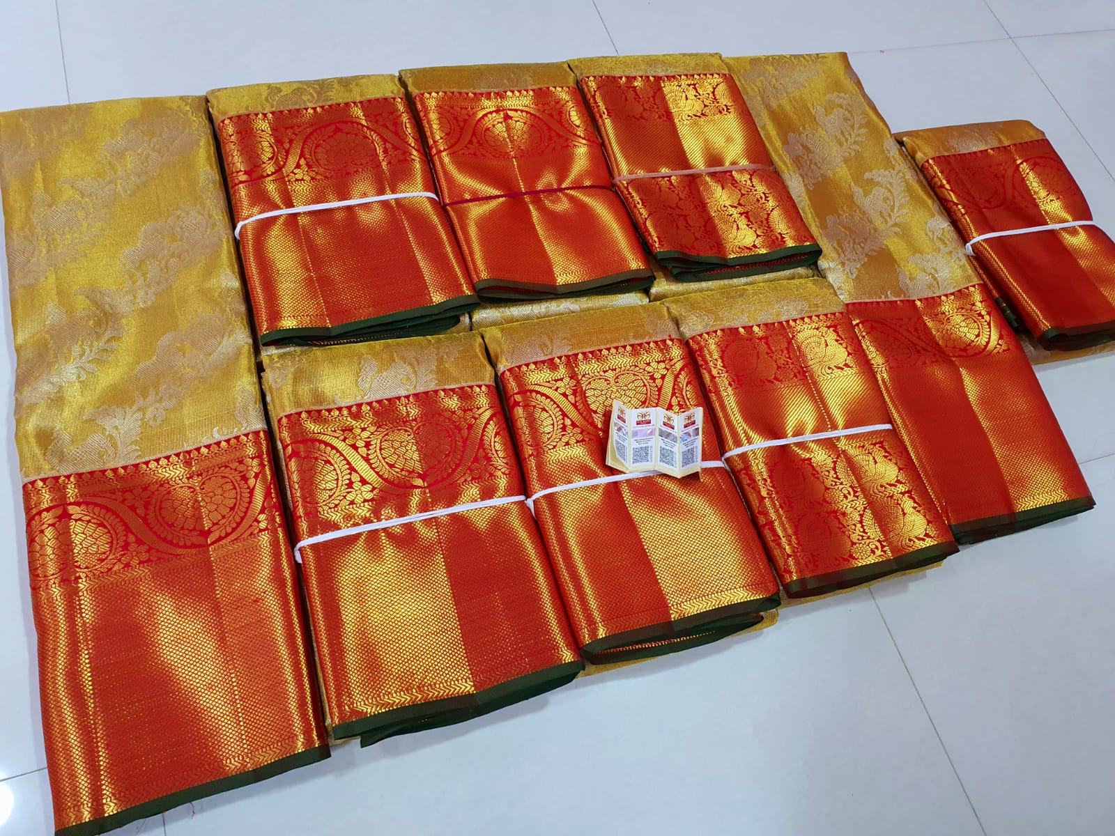 Exclusive Golden Bridal Kanchipuram Silk Saree - Image 3